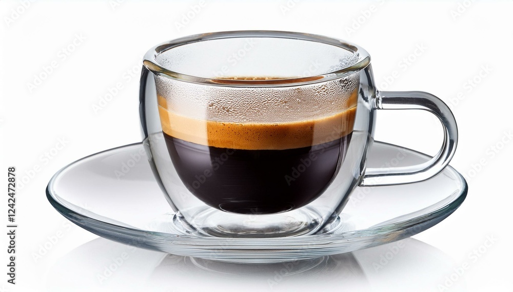 Cup of coffee. Glass cup of espresso coffee isolated white background Cup of coffee. Glass cup of espresso coffee isolated white background