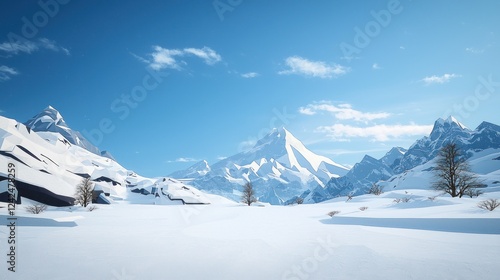Wallpaper Mural Snowy Mountain Landscape Under a Clear Blue Sky Torontodigital.ca