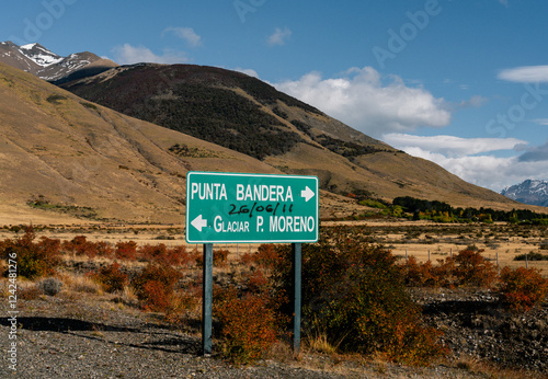 road with direction sign in patagonia photo