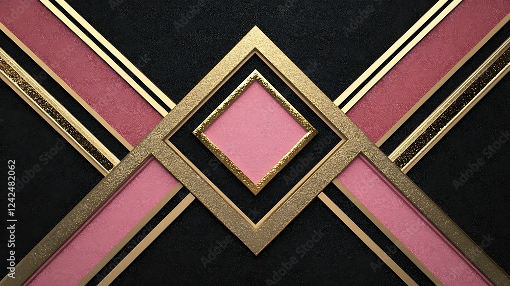 Fototapeta premium Abstract Geometric Design in Black Pink and Gold