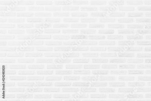 White brick wall background photo. Vintage white wash painted brick wall texture for stone tile block painted in grey light color wallpaper modern interior and exterior and backdrop design textured.