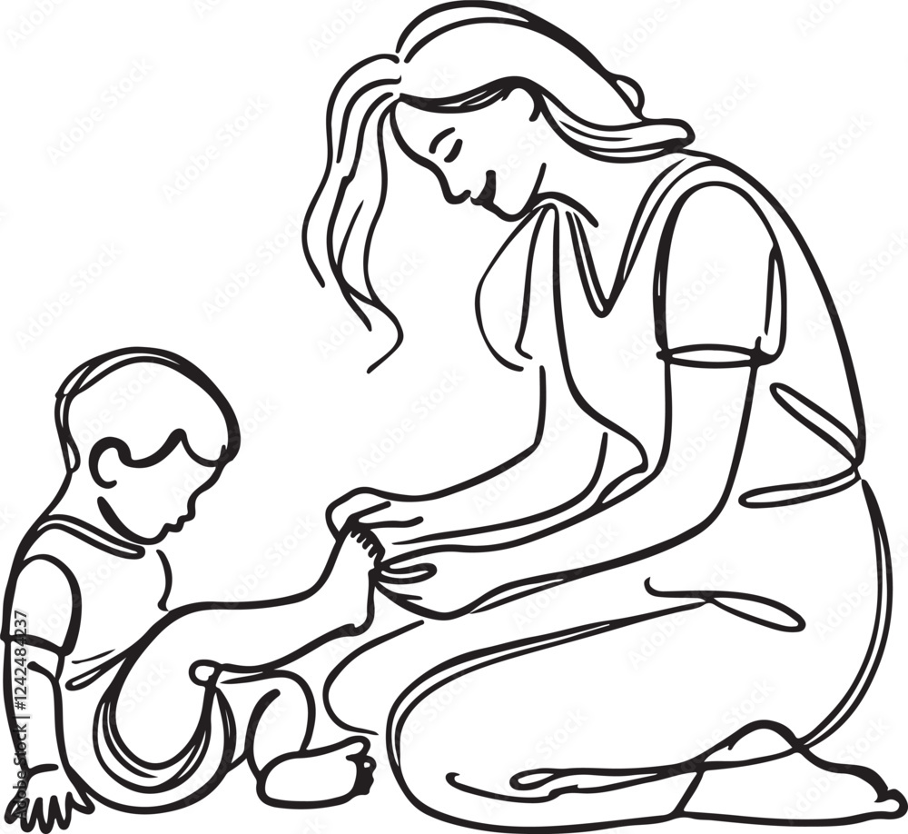 Minimalist Line Art Mom & Toddler Playtime Minimalist Line Art Mom & Toddler Playtime