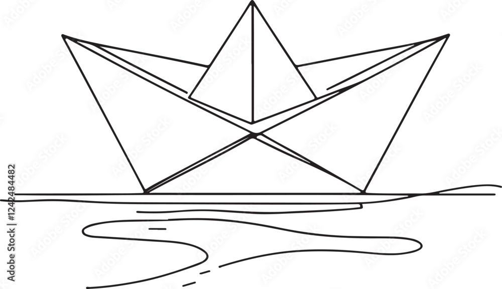 Creative Paper Boat Line Art Design Creative Paper Boat Line Art Design