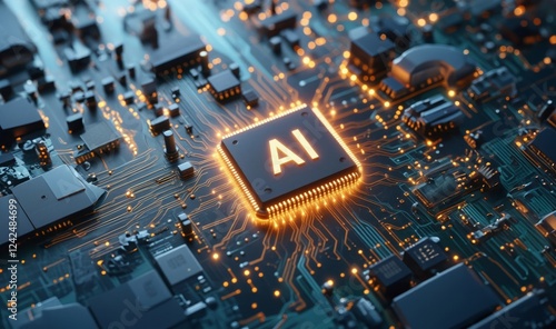 AI circuit board, chip innovation. Artificial Intelligence technology concept, Digital technology. AI, artificial intelligence Future digital background. photo