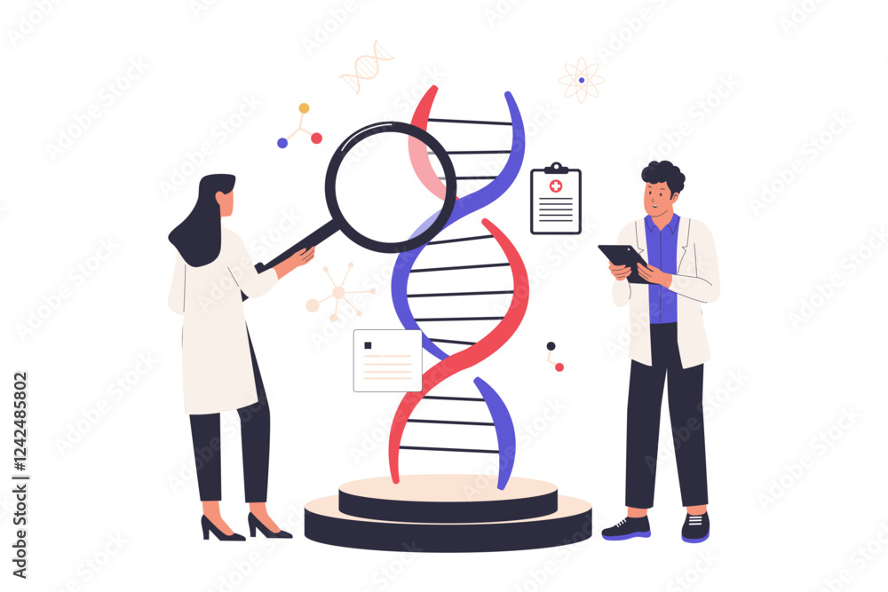 Illustration of DNA testing analysis. Illustrations for websites, landing pages, mobile apps, posters and banners. Trendy flat vector illustrations Illustration of DNA testing analysis. Illustrations for websites, landing pages, mobile apps, posters and banners. Trendy flat vector illustrations