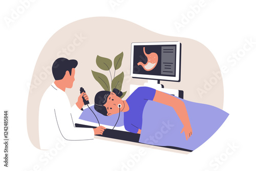 Illustration of endoscopy concept. Illustrations for websites, landing pages, mobile apps, posters and banners. Trendy flat vector illustrations