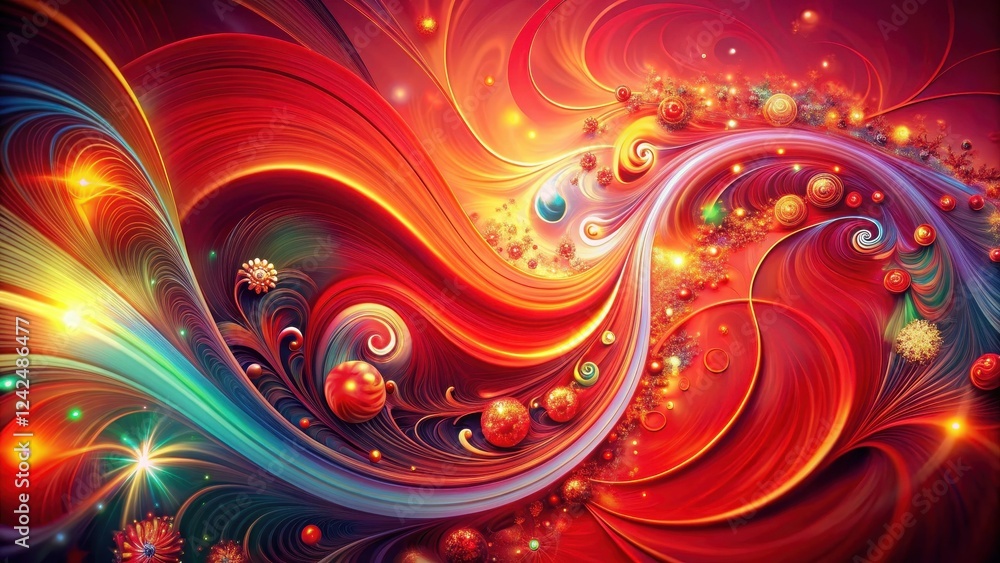 Fototapeta premium Vibrant abstract red background illustration with swirling shapes and patterns, creating a dynamic and energetic atmosphere , shapes, illustrations