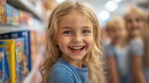 Wallpaper Mural Excited girl smiling in toy section
 Torontodigital.ca