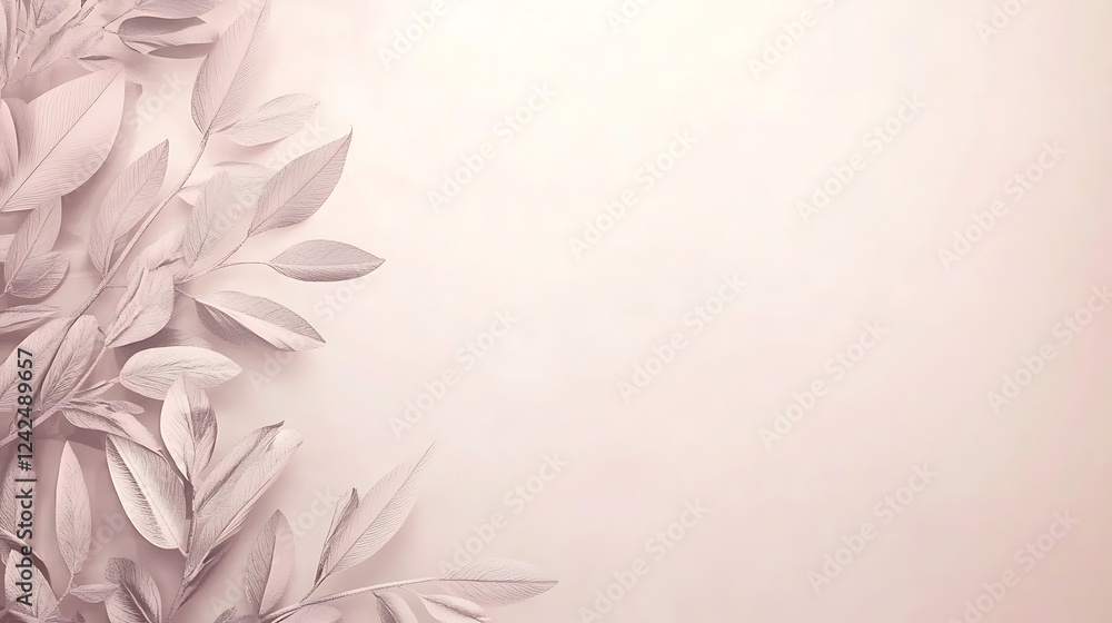 Obraz premium Pale leaves, pink background, elegant design