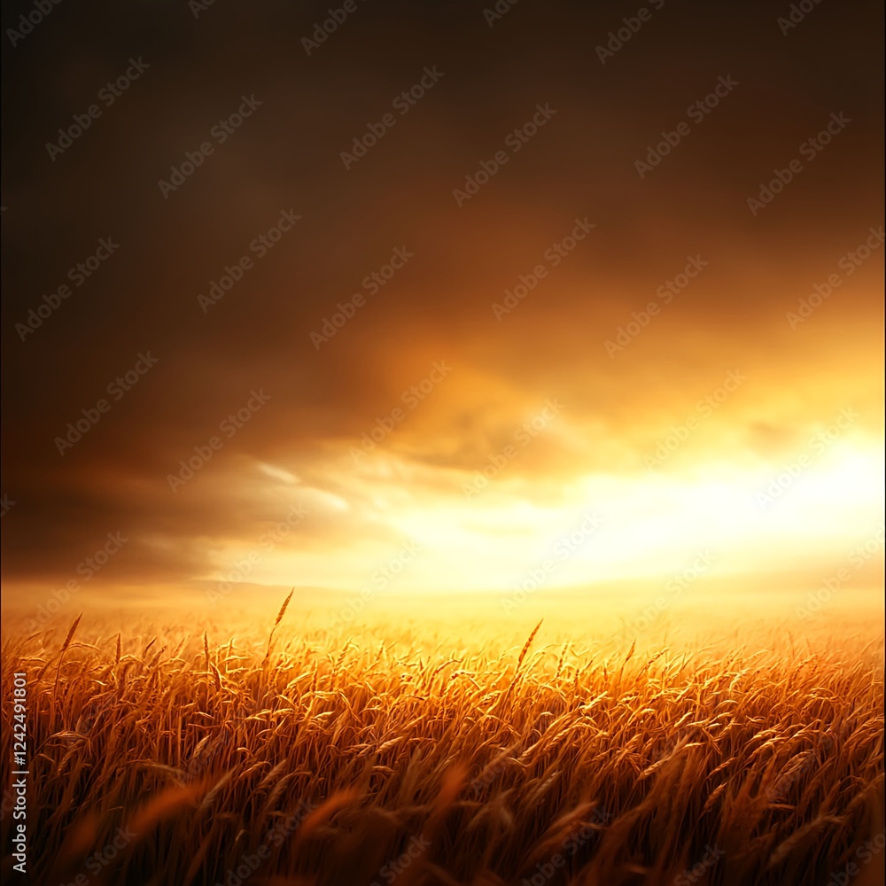 Fototapeta premium Golden Wheat Field at Sunset