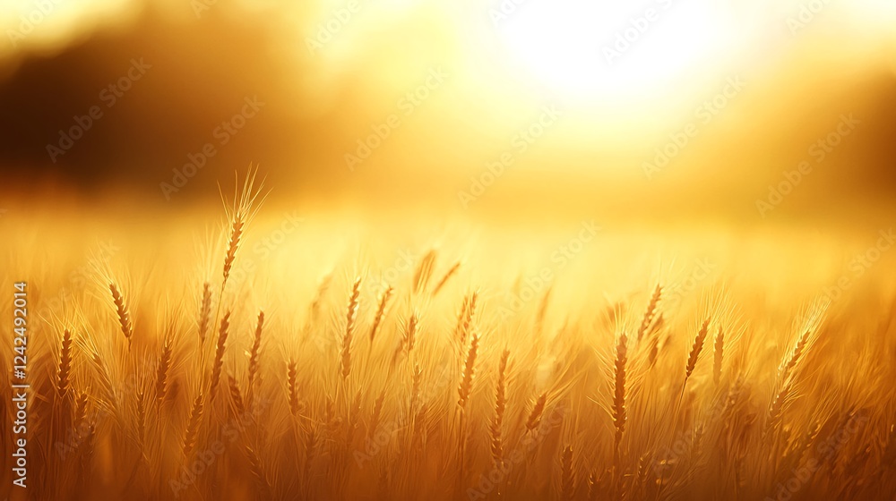 Fototapeta premium Golden Wheat Field at Sunset