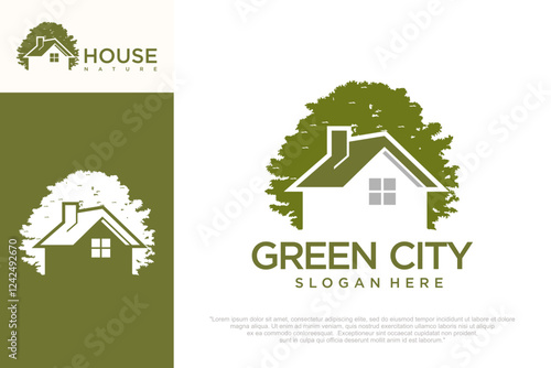 Green Resident Logo Template. Vector illustration