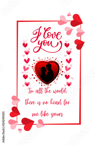 A beautifully designed Valentine's card with a heart motif,showcasing love with a heartfelt message. Perfect decoration for expressing affection and romantic feelings.Romantic Valentine's Card . 