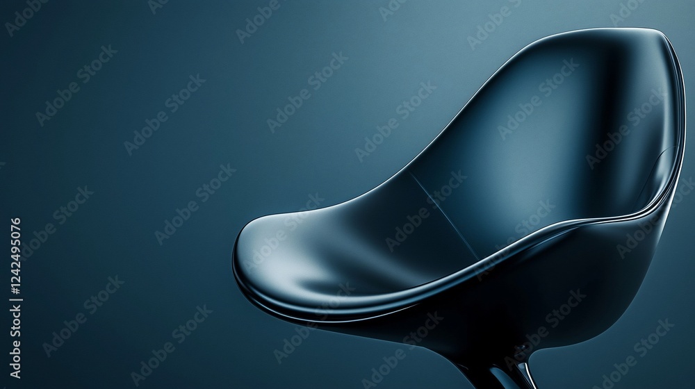 Obraz premium Sleek modern chair design against a minimalist blue background, showcasing elegance and simplicity