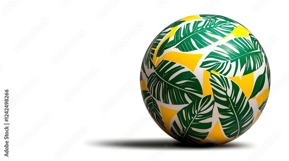 Obraz premium Green and Yellow Tropical Leaf Sphere Pattern