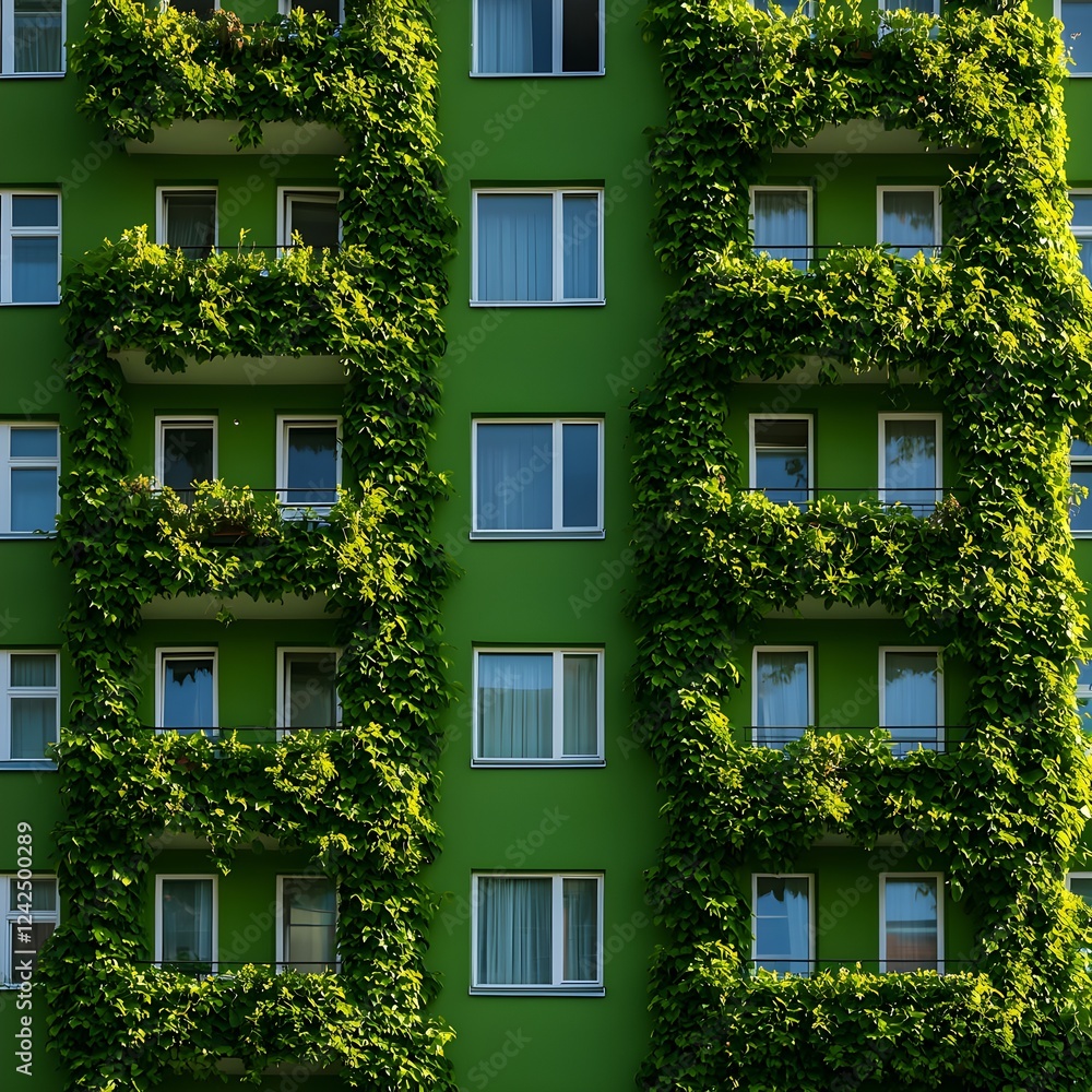 Green Building Facade Covered in Ivy Green Building Facade Covered in Ivy