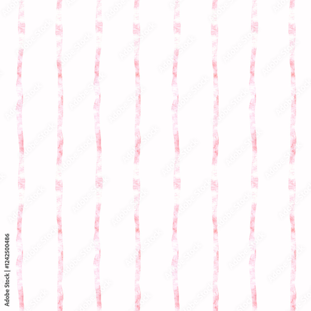 Hand drawn striped pink background. Vertical seamless pattern companion. Watercolor illustration. Curve tapes ornament for coquette girly design. Curly paint lines. Template for wallpaper, textile. Hand drawn striped pink background. Vertical seamless pattern companion. Watercolor illustration. Curve tapes ornament for coquette girly design. Curly paint lines. Template for wallpaper, textile.