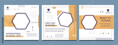 School admission social media post banner design. back to school social media post banner design set. Back to school admission promotion banner. school admission template for social media ad.