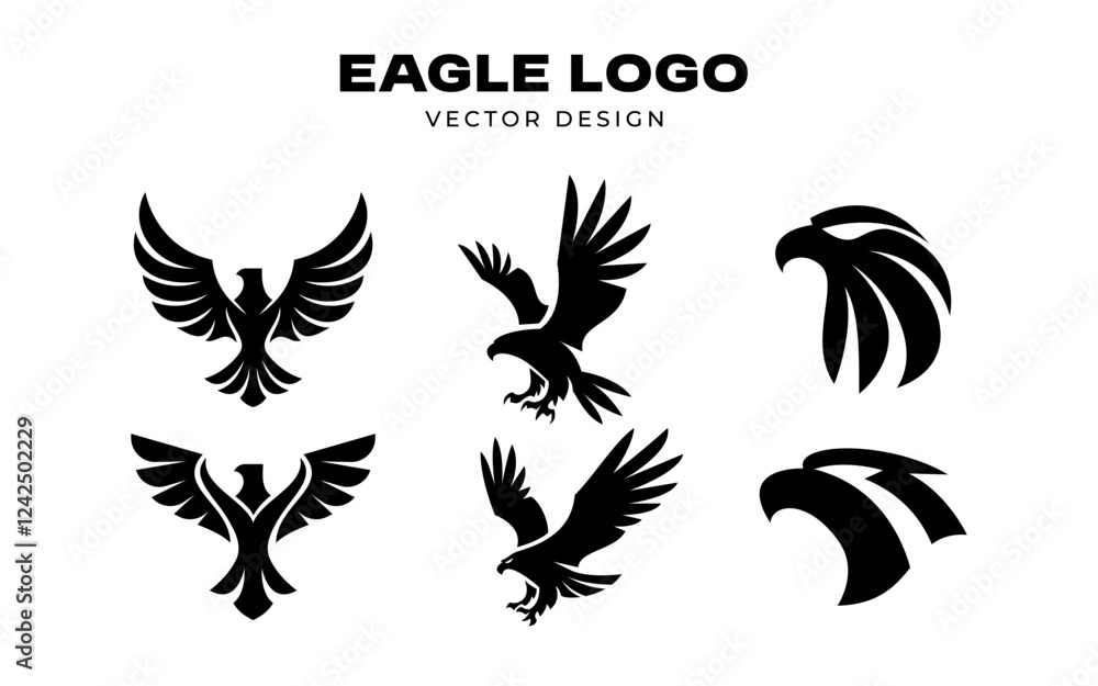 Fototapeta premium set eagle logo vector icon, falcon symbol collection