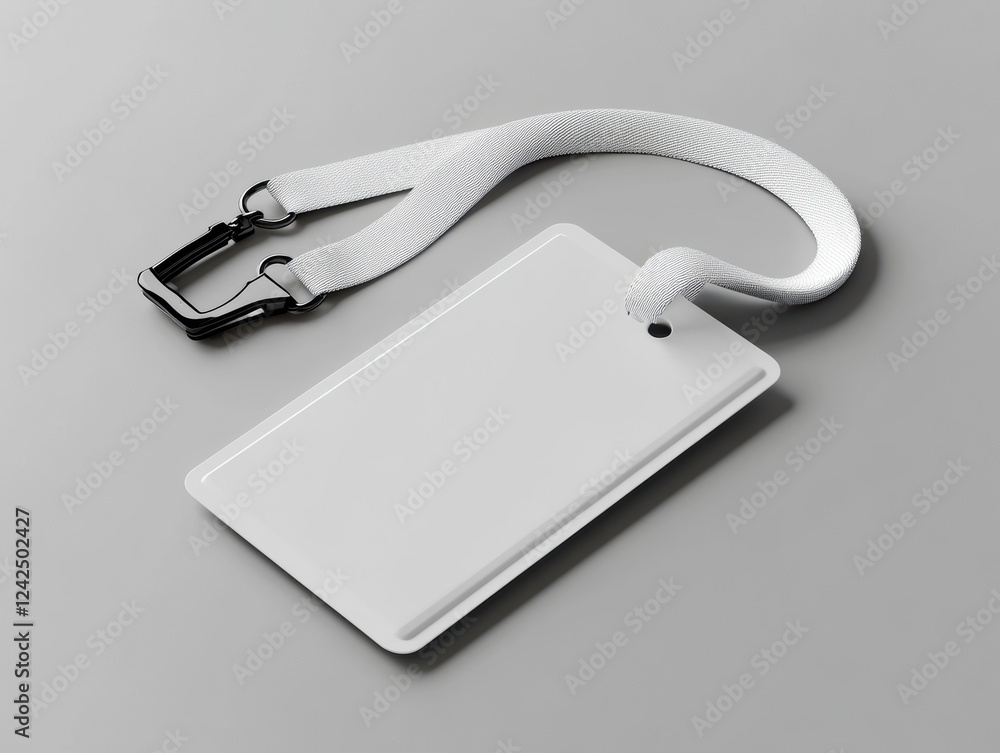 Blank Name Tag with White Lanyard Mockup for Events and Identification Card Presentation Template