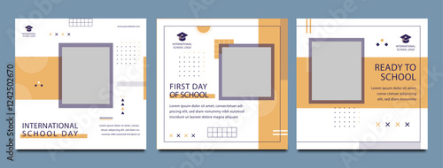 School admission social media post banner design. back to school social media post banner design set. Back to school admission promotion banner. school admission template for social media ad.