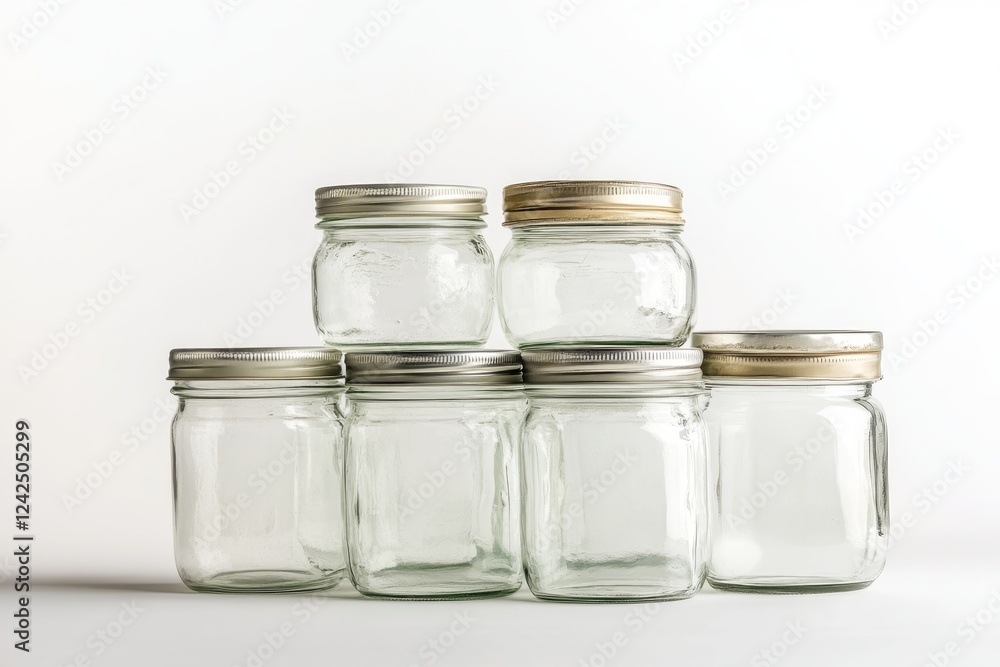 Elegant Stacked Glass Jars with Metal Lids - Perfect for Storage and Display Elegant Stacked Glass Jars with Metal Lids - Perfect for Storage and Display