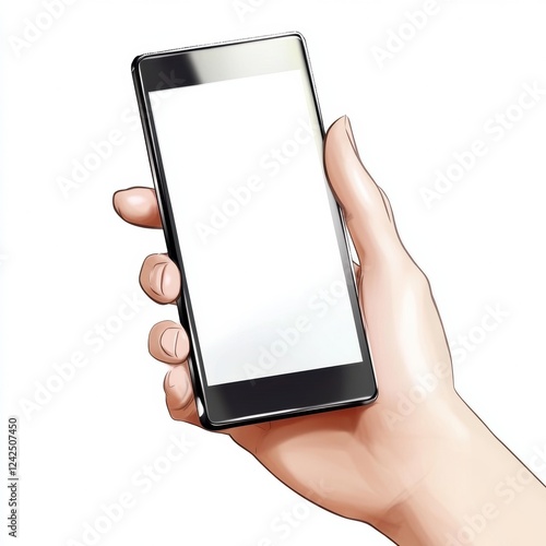 Obraz na płótnie Hand Holding Electronic Device with Blank Screen for Customization and Content Integration Design w salonie