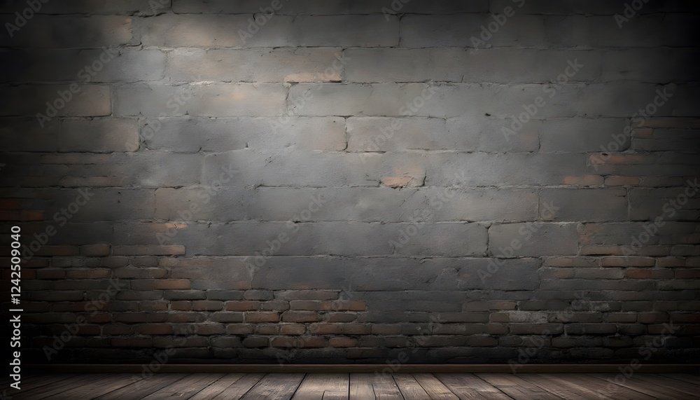 Fototapeta premium Dark Brick Wall Background: A Moody, Textured Image Perfect for Design Projects