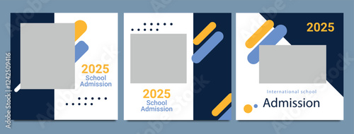 School admission social media post banner design. back to school social media post banner design set. Back to school admission promotion banner. school admission template for social media ad.