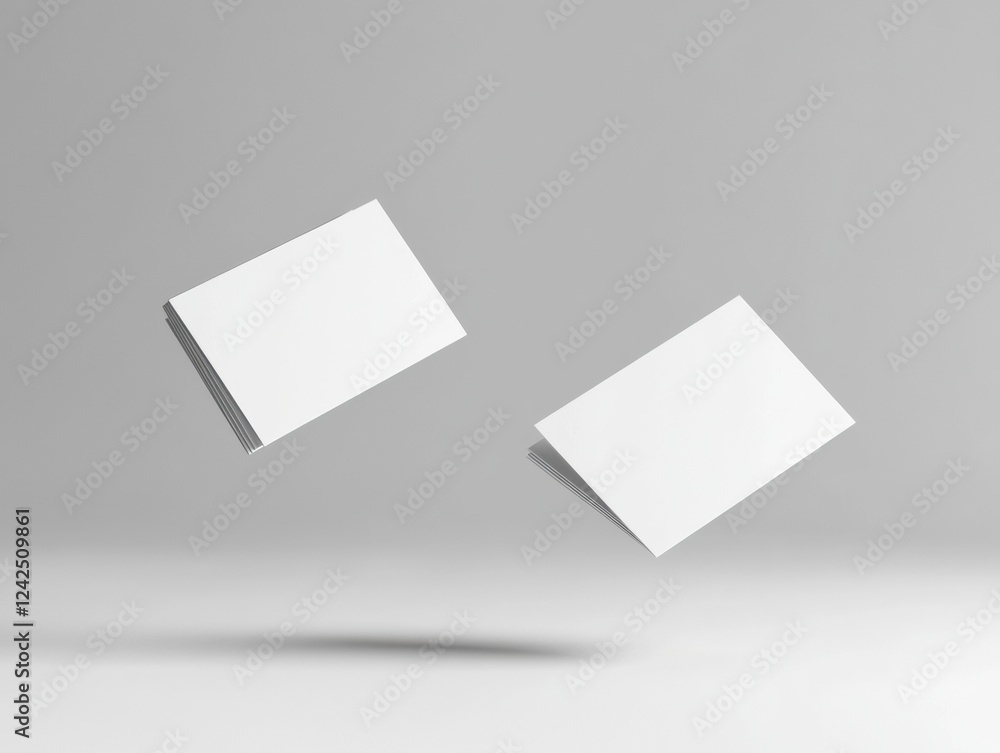 Minimalist Presentation of Floating Business Cards for Contemporary Branding Aesthetic in Plain Backdrop Minimalist Presentation of Floating Business Cards for Contemporary Branding Aesthetic in Plain Backdrop