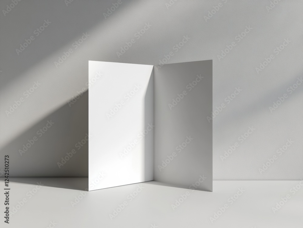 Minimalist White Blank Card Mockup with Natural Light and Shadow Play for Presentation Design Minimalist White Blank Card Mockup with Natural Light and Shadow Play for Presentation Design