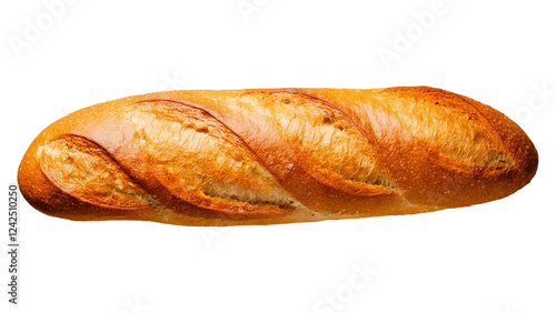 Baked french baguette, transparent background