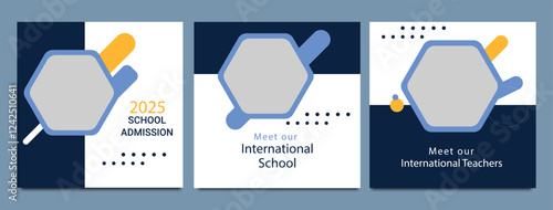 School admission social media post banner design. back to school social media post banner design set. Back to school admission promotion banner. school admission template for social media ad.