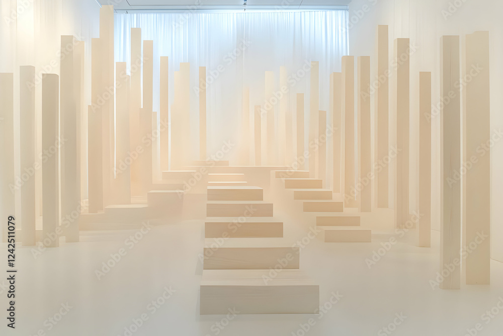 Abstract 3D Beige Columns and Steps Installation Abstract 3D Beige Columns and Steps Installation
