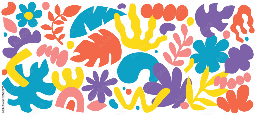 Naklejka premium Hand drawn floral abstract shape vector