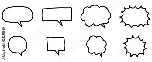 手描きのゆるいふきだしイラストセット　黒