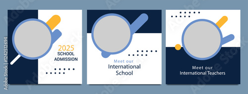 School admission social media post banner design. back to school social media post banner design set. Back to school admission promotion banner. school admission template for social media ad.