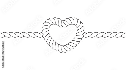 Line art illustration of a heart in a rope style eps 10