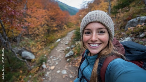 Selfie on a hiking trail photo