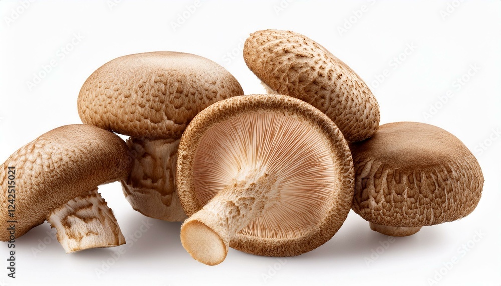 Mushrooms on a white background. Shiitake mushrooms isolated on white