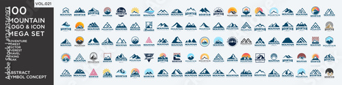 Set of abstract mountain logo design template. Vector illustration