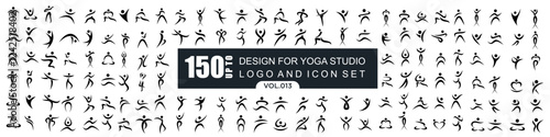 Abstract people logo design. sports, Gym ,fitness, running trainer icon set vector illustration