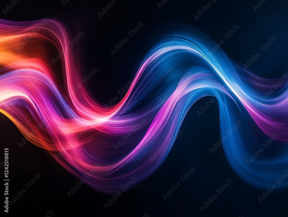 Naklejka premium Abstract Glowing Light Trails with Vibrant Colors Creating a Futuristic Energy Wave Effect in a Dynamic Digital Motion Background for Modern and Tech Themes