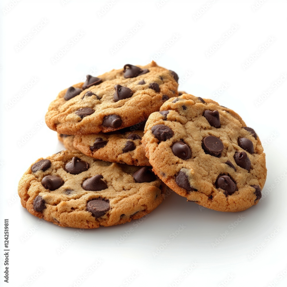 Classic Chocolate Chip Cookies: Two Stacked Cookies with Crispy Edges and Melted Chocolate Chips Classic Chocolate Chip Cookies: Two Stacked Cookies with Crispy Edges and Melted Chocolate Chips