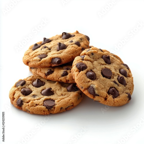 Classic Chocolate Chip Cookies: Two Stacked Cookies with Crispy Edges and Melted Chocolate Chips