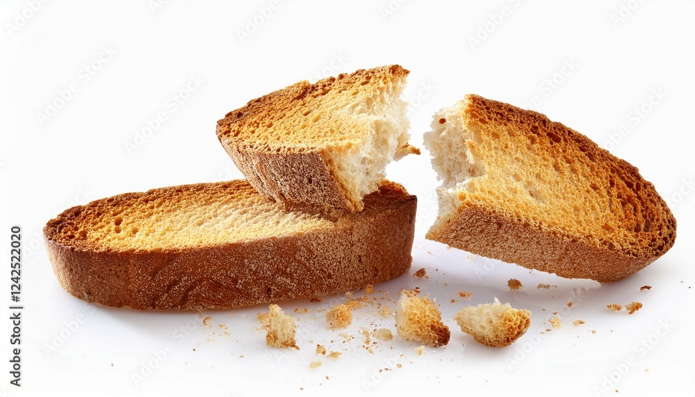 Chocolate chip cookies. Broken bread rusks with crumbs isolated on white background Chocolate chip cookies. Broken bread rusks with crumbs isolated on white background