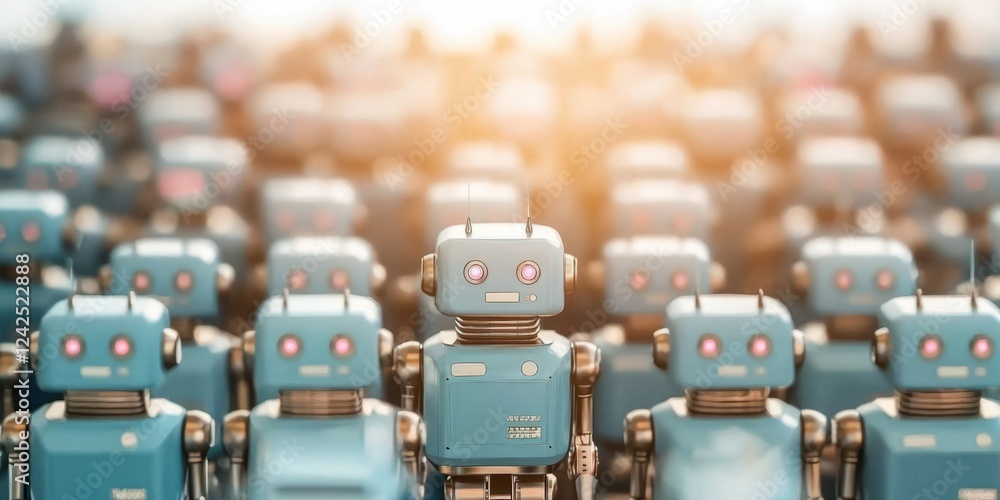 Obraz premium Unique textured background created with various robot illustrations.