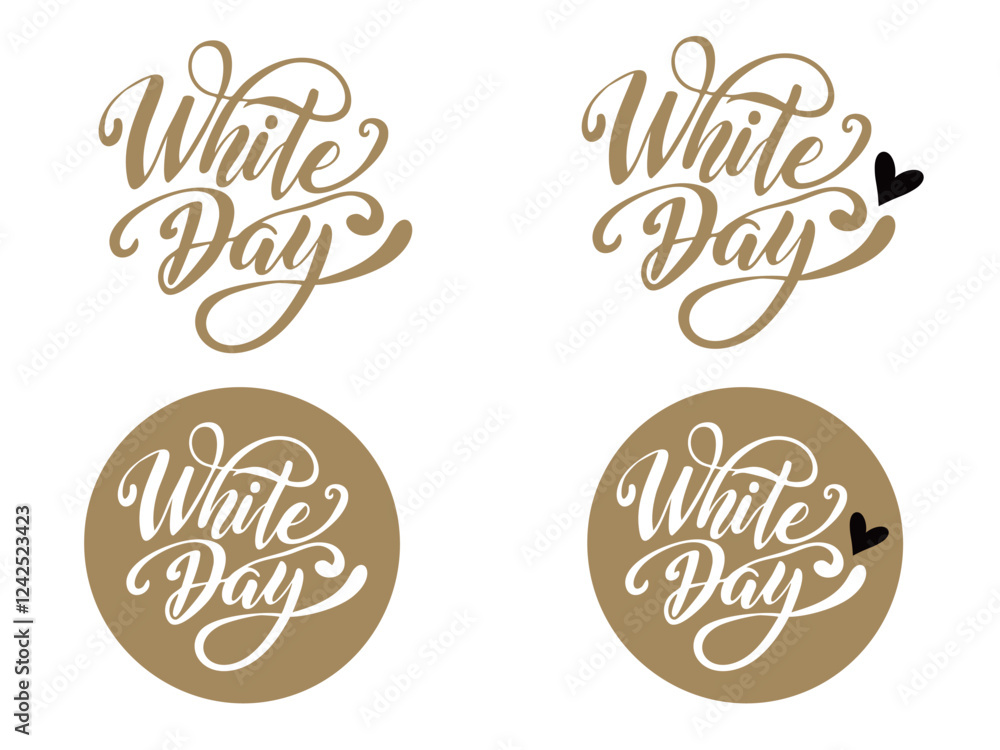 かわいいWhite Dayのカリグラフィー文字/ベクターセット/AIで生成 かわいいWhite Dayのカリグラフィー文字/ベクターセット/AIで生成