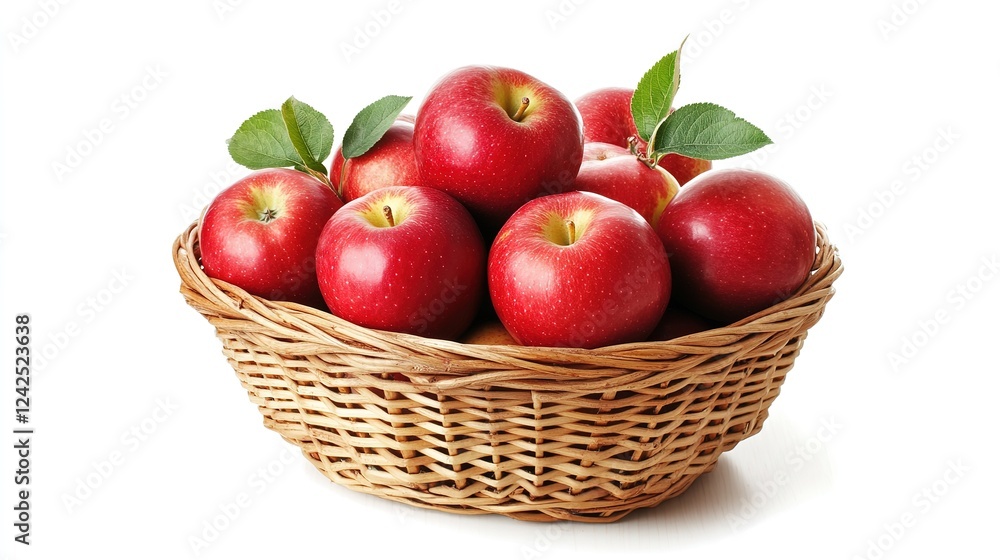 Fresh Ripe Apples in Basket on Wooden Table: A Harvest Scene of Organic Fruits Fresh Ripe Apples in Basket on Wooden Table: A Harvest Scene of Organic Fruits