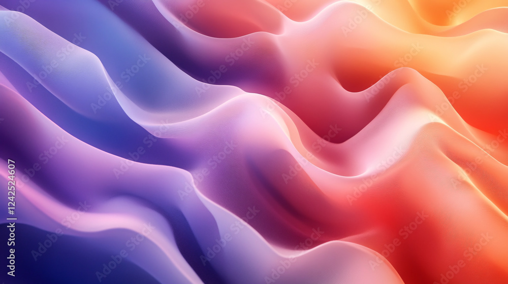 Obraz premium An abstract 3D wavy smooth background with a multicolor pastel palette, representing an aesthetic concept generated by AI.